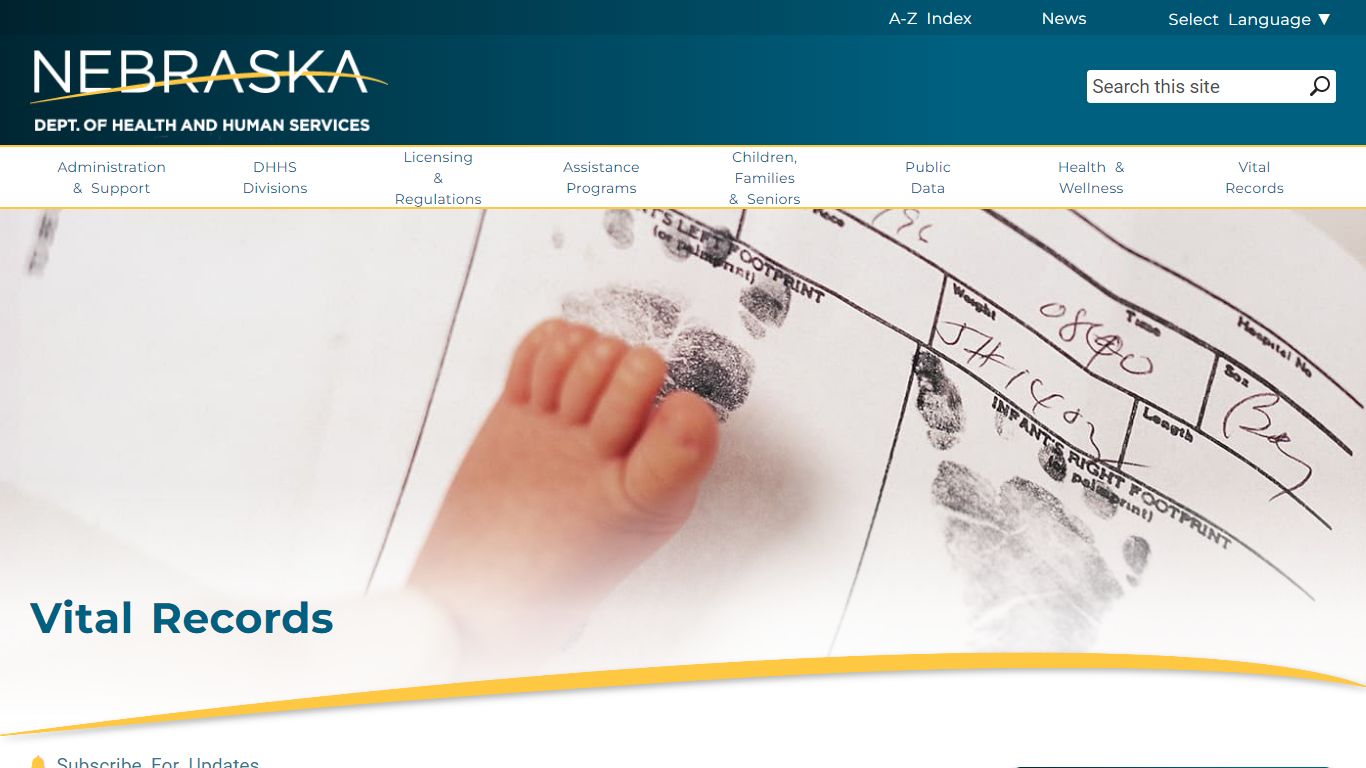 Vital Records - Department of Health and Human Services